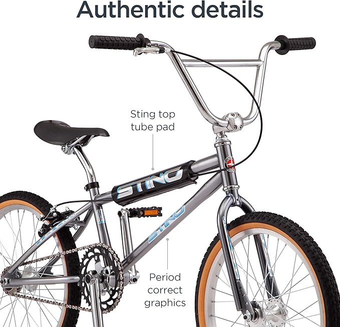 Schwinn Sting Pro and Predator Team BMX Bike for Kids/Youth, Retro Design, Single-Speed, Hi-Ten Steel Frame, 20 or 24-Inch Wheels, Multiple Colors