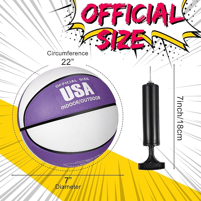 Jenaai 6 Pack Mini Basketballs with Pump for Kids 7 Inch Size 3 Rubber Arcade Basketball Color Small Toy Indoor Outdoor Pool Arcade Games Colorful Basketball for Kids Toddlers(Bright)