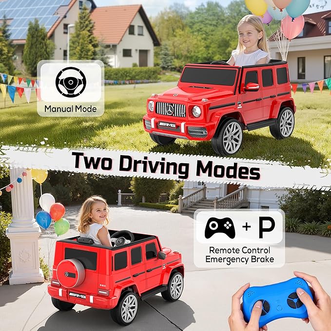 Licensed Mercedes Benz G63 Kids Electric Car, g Wagon 12V Ride on Car w/High Window, Remote Control, 3 Speeds, Music Player, Horn & LED Lights for Toddlers
