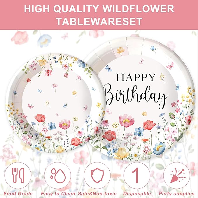 152Pcs Floral Birthday Party Supplies With For Baby Shower Birthday Picnic Wedding Party Decorations Serves 24 Party