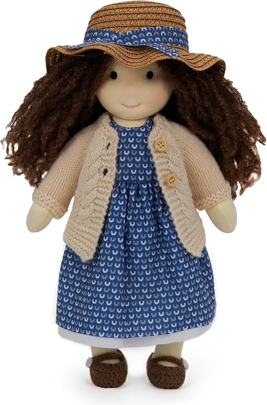 BlissfulPixie Handmade Waldorf Soft Girl Rag Doll Basia 12" - Ideal First Plush Doll for Babies & Toddlers