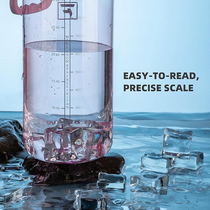 Fanhaw 32 oz Clear Water Bottle with Fast-Flow Spout Lid, BPA-Free Tritan, Wide Mouth, Leakproof, Reusable Bottle for Gym, School, Office, Travel (Cherry Blossom)