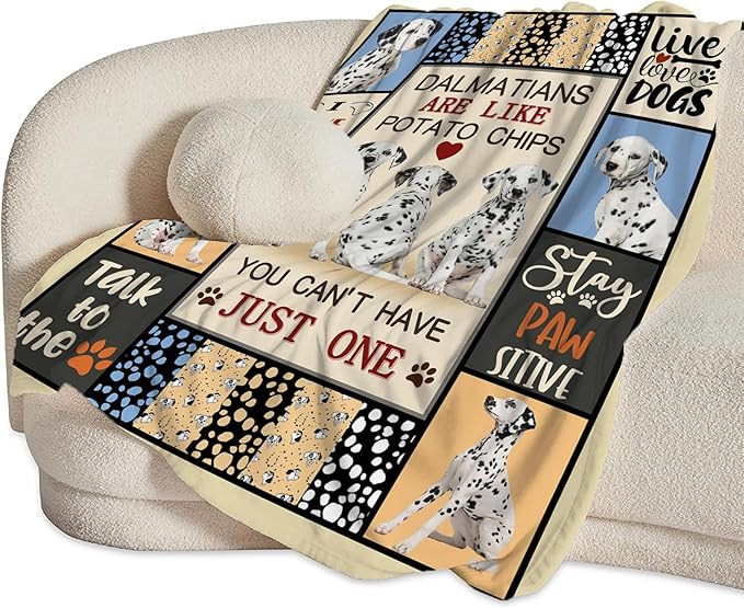 Dalmatian Dog Blanket Spotted Dog Lovers Throw Blankets for Girls Boys Stuff Animal Plush Cozy Flannel Fleece Ultra Soft Fuzzy Party Blanket for Bed Couch Sofa 80"X60"