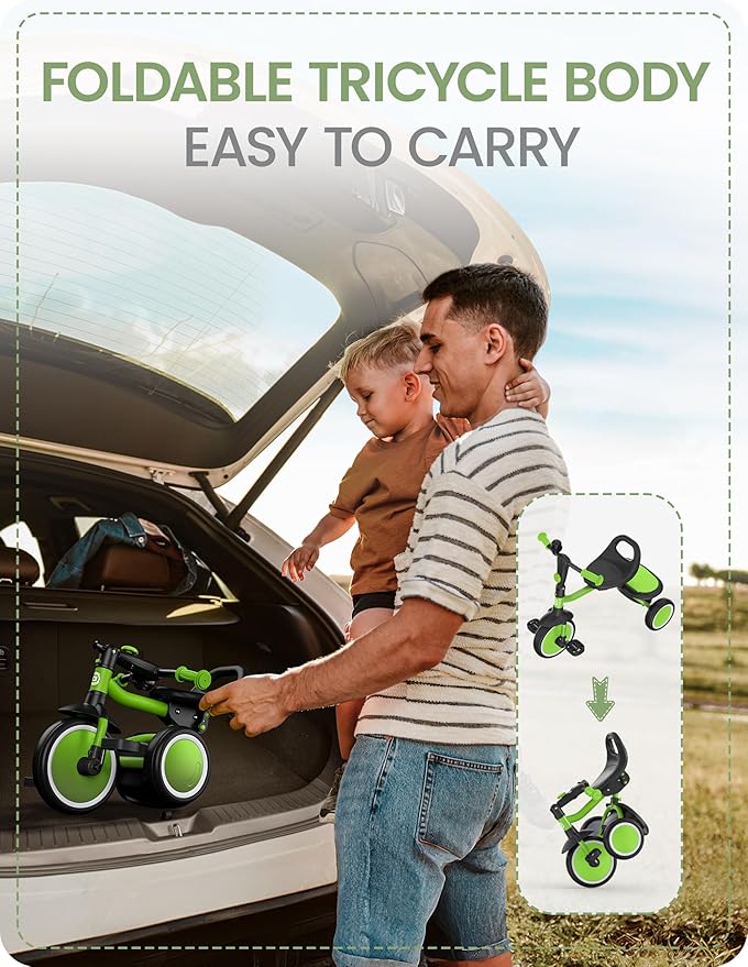 besrey Kids Tricycles Age 18 Month to 5 Years, Toddler Tricycle Kids Trikes Tricycle, Gift Toddler Tricycles for 2-5 Year Olds, Gift & Toys for Boy & Girl, Trikes for Toddlers, Grass Green