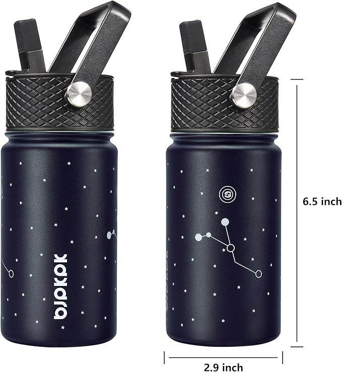BJPKPK Water Bottle with Straw Lid, 15 oz Insulated Water Bottle, Stainless Steel Metal Water Bottles, Reusable Leak Proof BPA Free Thermo, Flask, Cups,Constellation-Cancer