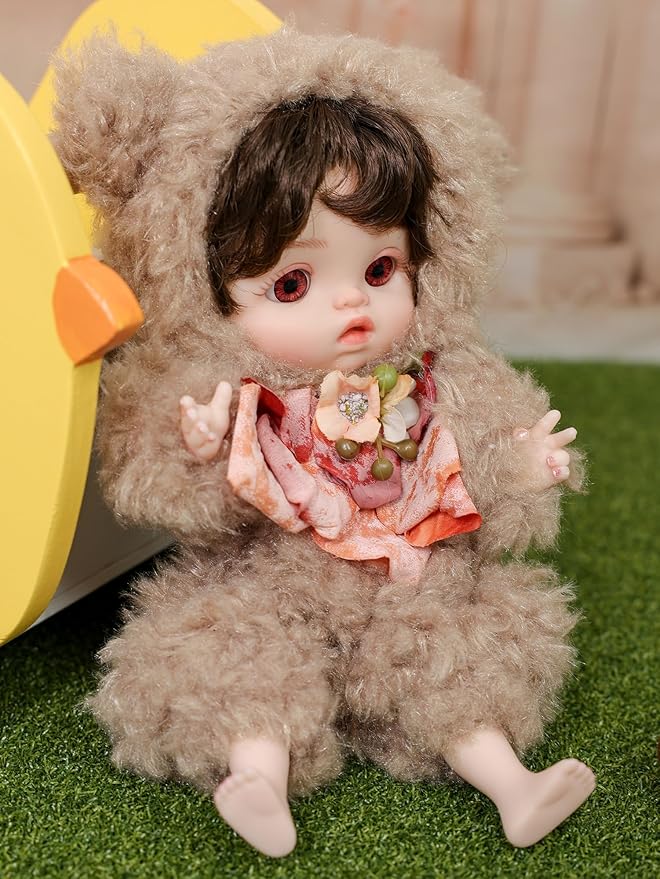 Reborn Baby Doll 10 Inch – Lifelike Full Vinyl Girl in Cozy Brown Bear Outfit – Comfort Collectible Doll Gift for Girls