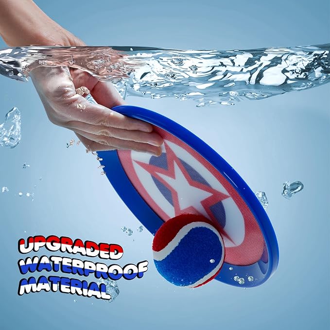 PlayZap Toss and Catch Ball Set Ultra Sturdy ABS - Family Games Christmas Stocking Stuffers Gift for Toddlers Kids Teens Boys Girls 3-5 5-8 8-13+ Yrs - Baseball Toys for Beach Pool Yard Outdoor 4 Pack