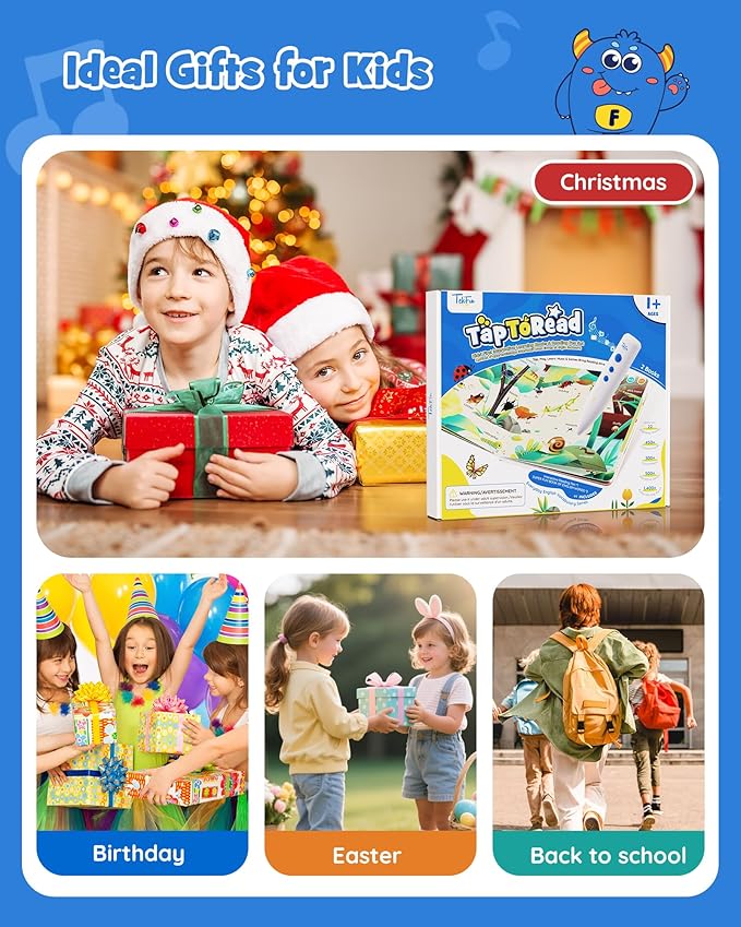 TEKFUN Talking Pen Books Set, Nursery Rhymes Toys for Toddlers, Learning Interactive Toys, Educational Electronic Sound Books for Preschoolers, Autism Sensory Toy for Boys Girls 2 3 4 5 6