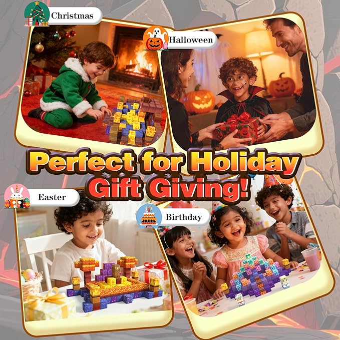 Rurvale 200Pcs Magnetic Blocks Building Toys for Toddler 3 4 5 6 7 8 Year Old Boy Girl Magnet Cubes Birthday Gift for Kids 4-8, 8-12 STEM Educational Leanrning Stacking Toy