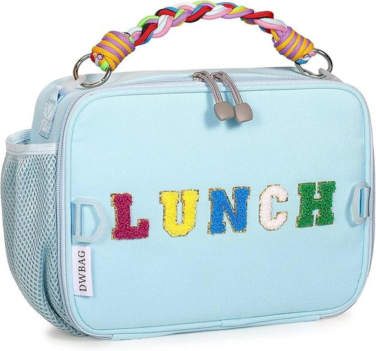 Lunch Bag Kids,Insulated Lunch Bag for Boys with Shoulder Strap,Easy Holds Lunch Box,Snacks and Water Bottle Together,Keep Foods Fresh in School or Picnic (Blue)