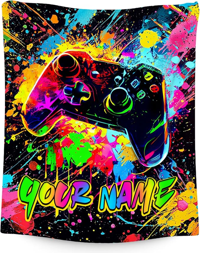 Personalized Blanket for Boys - Gaming Blanket for Kids - Custom Game Gifts for Teen Boys - 30"x40" Game Controller Throws for Chair Couch