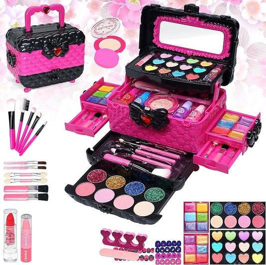 Kids Makeup Sets for Girls - Washable Makeup for Kids 8-12, Maquillaje para Niñas, Play Make Up Kit, Toys for Little Girl, Princess Toddler Kid Stuff, Ages 345679 10 Year Old Girl Birthday Gifts（Rose）