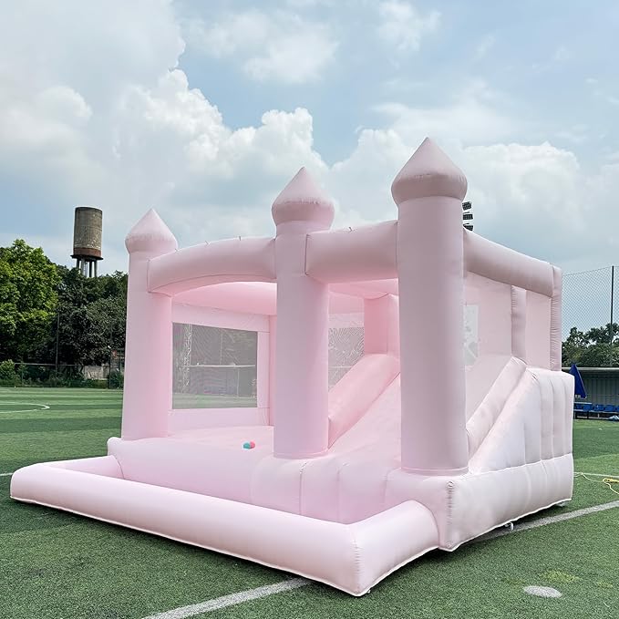 13FT Pink Inflatable Bounce House Big Castle with Ball Pit and Slide Bounce House for Kids 3-12 Indoor and Outdoor Bouncing Castles with Hair Dryers Birthday Parties Inflatable Party Supplies