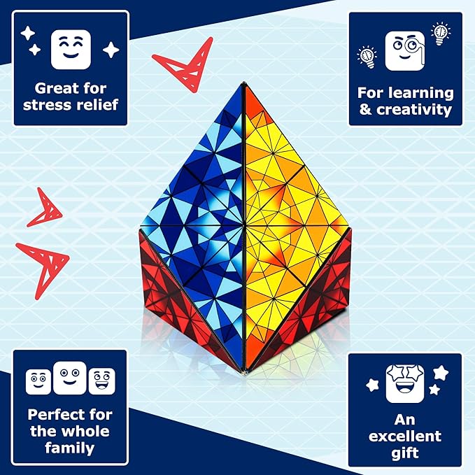 Shashibo Squared Shape Shifting Box – Next Generation XL STEM Magnetic Fidget Cube That Transforms Into Over 70 Shapes – Pairs w/All Shashibo Cubes - Download Fun in Motion Toys Mobile App (Primary)