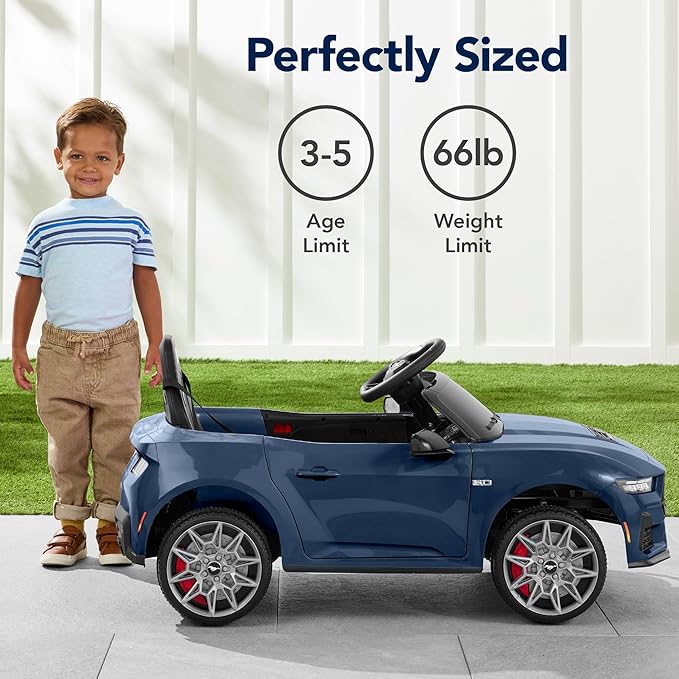 Best Choice Products Kids 12V Electric Ride On Car Officially Licensed Ford Mustang w/Parent Control, LED Lights, 2 Speeds, Bluetooth - Blue