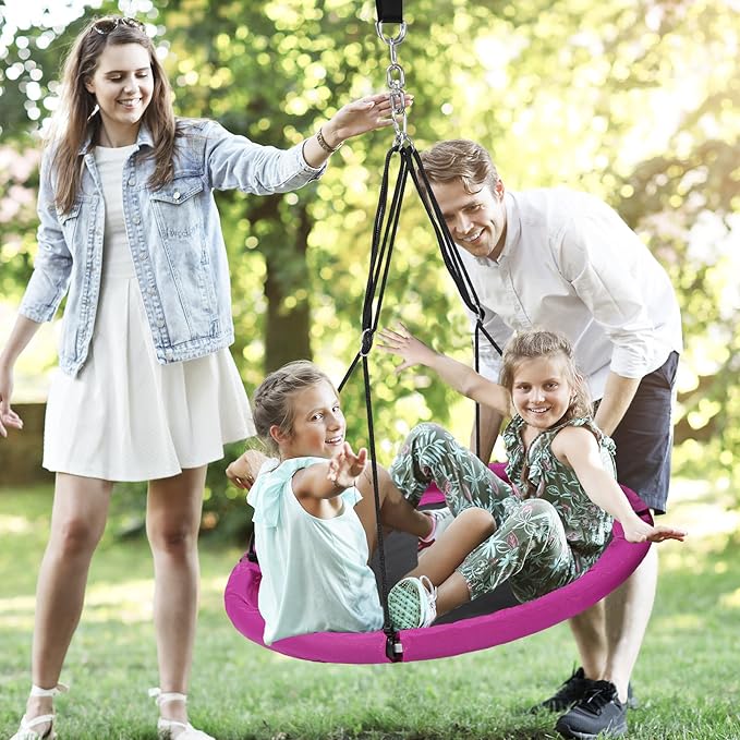 RedSwing 43" Flying Saucer Swing for Kids Outdoor, Large Round Tire Swings for Trees and Swingset, Strong Heavy Duty for Outside Playground,500LBS Weight Capacity, Purple