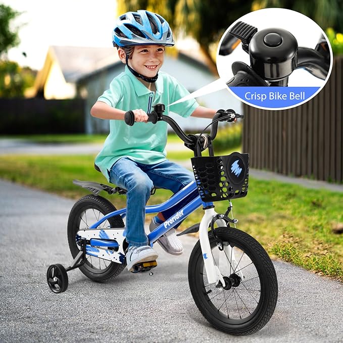 BABY JOY Kids Bike, 12 14 16 18 Inch Children Bikes for Boys Girls Age 3-8 Years w/Training Wheels, Handbrake, Coaster Brake & Removable Basket, Kids Bicycle of Multiple Colors