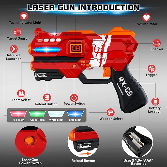 Laser Tag Guns Set of 2 Projection Digital LED Score Display Party Game Family Fun Shooting Toys for Teens Adults Kids 8 9 10 11 12+ Boys Girls