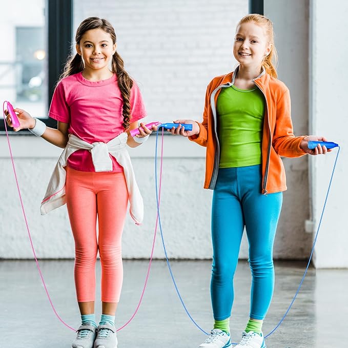 Aodaer Kids Jump Rope Set Colorful Outdoor Jump Ropes 7.3 Feet Adjustable Skipping Ropes for Outdoor Fun Activity Great Party Favor