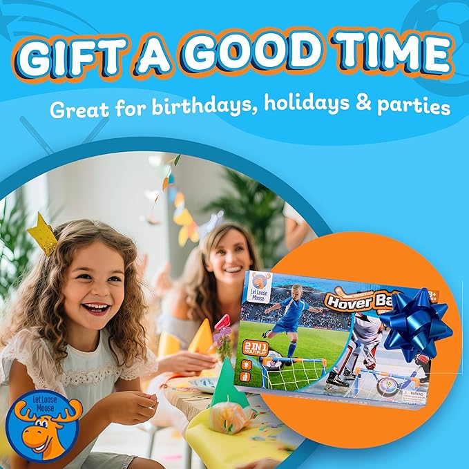 Let Loose Moose Hockey & Hover Soccer Ball Indoor 3-in-1 Set for Kids Aged 4-6, 6-8, 8-12 - Indoor Hockey and Soccer Toys Game Set for Boys and Girls