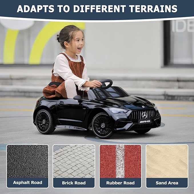 TOBBI Kids Electric Ride On Toy Car, Toddlers Battey-Powered Vehicle with Parental Remote Control/Soft Start/3 Speeds/Horn & LED for Children Ages 3-6 Years-Black