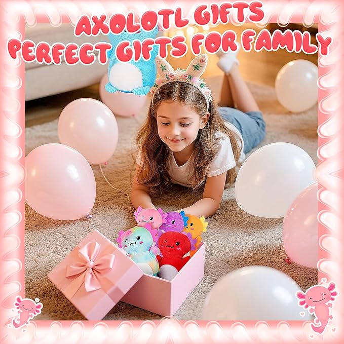 12Pcs Mini Axolotl Stuffed Animal,Bulk Axolotls Plush Party Favors Small Axolotl Plushies Gifts Ornament for Birthday,Christmas Stock Stuffer for Kids Girls Boys Xmas Gifts Classroom Rewards