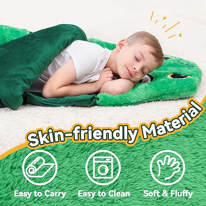 iPlay, iLearn Kids Dinosaur Sleeping Bag, Toddler Boy Dino Nap Mat, Plush Animal Slumber Bag 2 In 1 Pillow Daycare Preschool Kindergarten Birthday Gift Travel Sleepover 3 4 5 6 7 8 10 12 Yr Child Teen