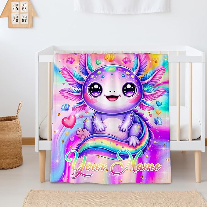 Personalized Blanket for Girls Throw Blanket Gifts for Kids Teens, 60x50 Inches Custom Cute Flannel Blankets Lightweight Throws for Couch Sofa Bed