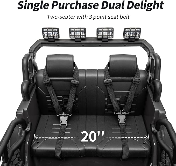 2 Seater Ride on Car Toy, 24V 4WD Electric Car for Kids 4-8 with Remote Control, 4x200W Motors, Capacity 110 lb - Black