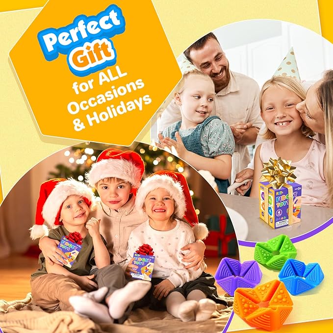 KLT Fidget Sensory Toys for Kids: Quiet Silicone Sensory Flip Cube with Textures - Calming Toys for Autism Kids Anxiety Relief - ADHD Fidget Toys for Classroom Focus