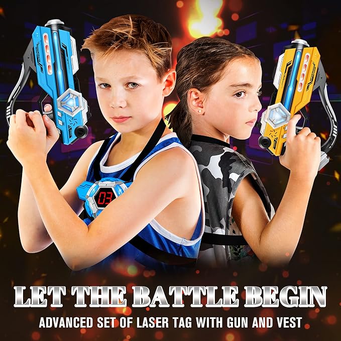 Laser Tag Guns Set of 2 Laser Tag with Digital LED Score Display Vests for Teens, Family and Adults Fun,Birthday Gift Toys for Kids Ages 6 7 8 9 10 11 12+Year Old Boy & Girls