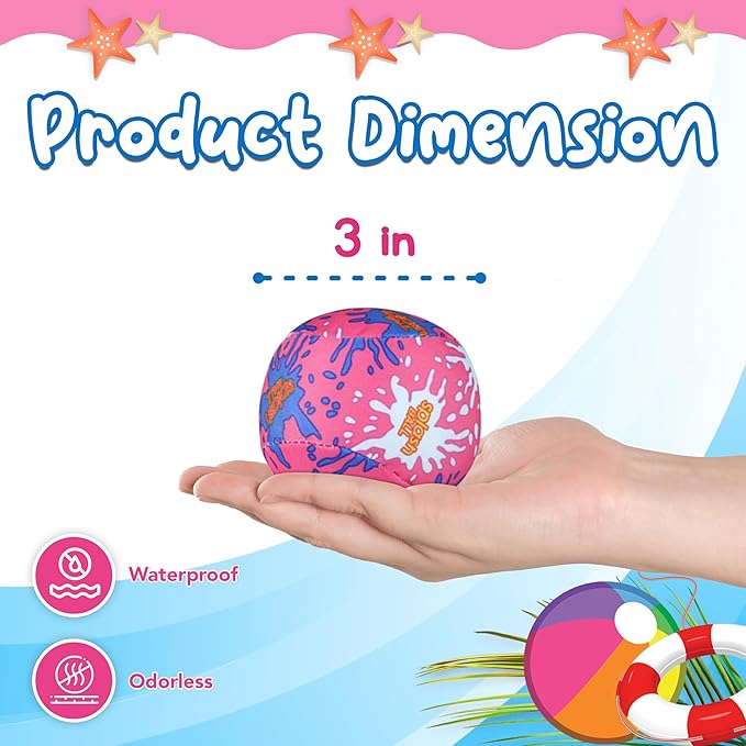 4E's Novelty 12 Pack - 3" Water Splash Balls Bomb - Water Absorbent Ball - Kids Pool Toys, Outdoor Water Fight Game Activity for Kids, Beach Pool Party Favors, Swimming Pool Floating Toy