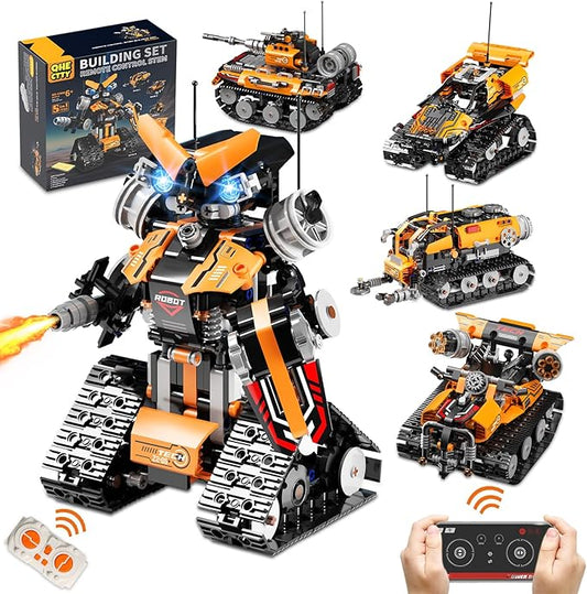 STEM Building Toys for Kids 6-12, 5in1 Remote & APP Controlled STEM Robot Car Tank Building Kit, 600 Pcs DIY Educational Building Blocks Set for Kids Science Learning, Boys Girls Birthday Gifts Ideas