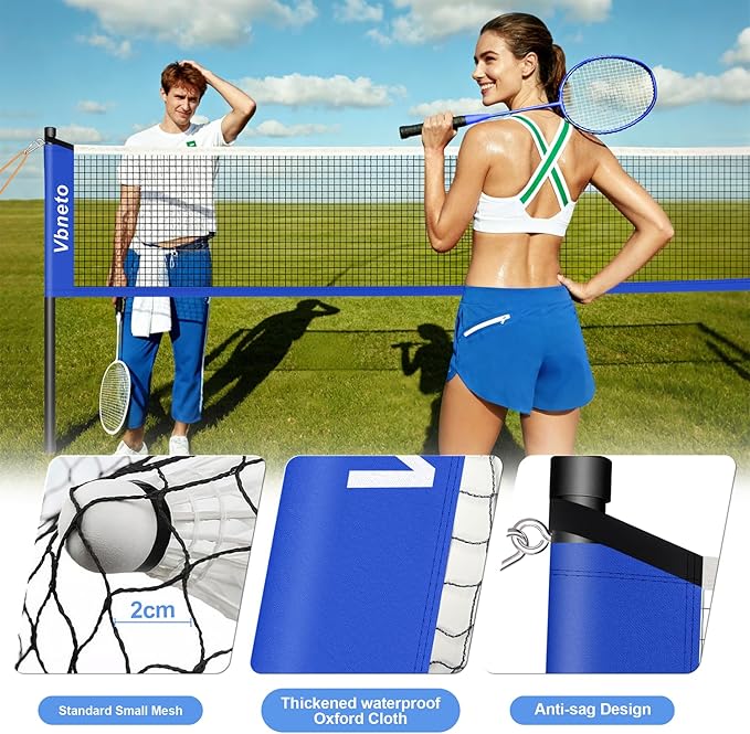 Badminton Set, Portable Outdoor Anti-Sag System – Official 20ft x 5ft Easy Setup Durable Net with 4 Rackets, 3 Shuttlecocks & Carry Bag for Backyard, Lawn or Beach Family Fun