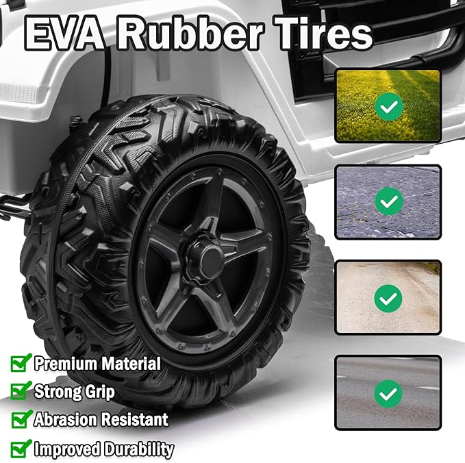 NEWQIDA 24V 2 Seater Ride on Car w/Remote Control 4wd Kids Electric Vehicles Ride on Toys Car, EVA Tires Wheels, 20" Spacious Seat, LED Lights, Music, Spring Suspension, 4x200W Motors, White