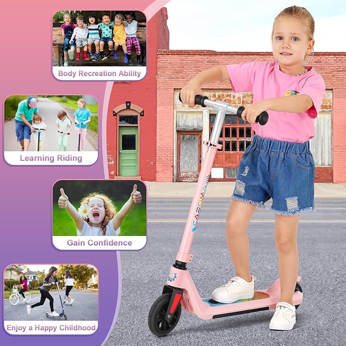 Caroma Electric Scooter for Kids Ages 6-14, 250W/180W/150W Motor & 15 Mph, 85 Mins Ride Time, Adjustable Height & Speed, LED Display, Kids Electric Scooter, Best Gifts for Boys & Girls