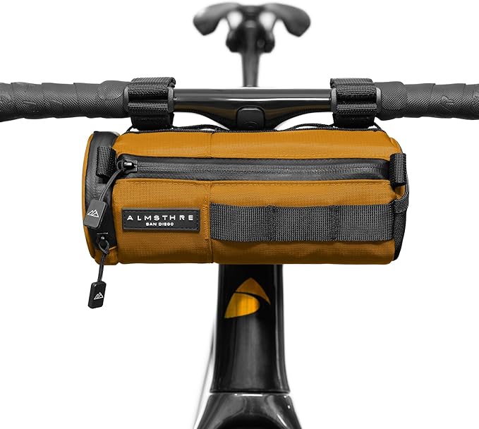 Compact Bar Bag – California Gold | Hard-Shell Bike Handlebar Bag with Waterproof Zipper & Adjustable Straps | Lightweight Bicycle Handlebar Bag, Compatible with Road, Gravel & MTB Bikes