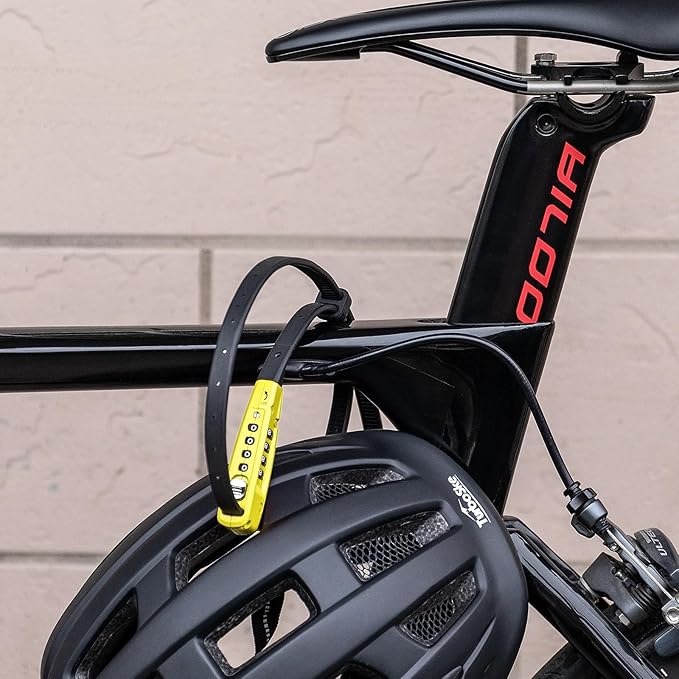 CXWXC Zip Tie Lock - 4-Digit Combo Cable Locks for Bike Motorcycle Helmet, Skateboard, Skis, Snowboard, Stroller & Cabinet - Ideal for Lightweight Security (Yellow, 70CM)