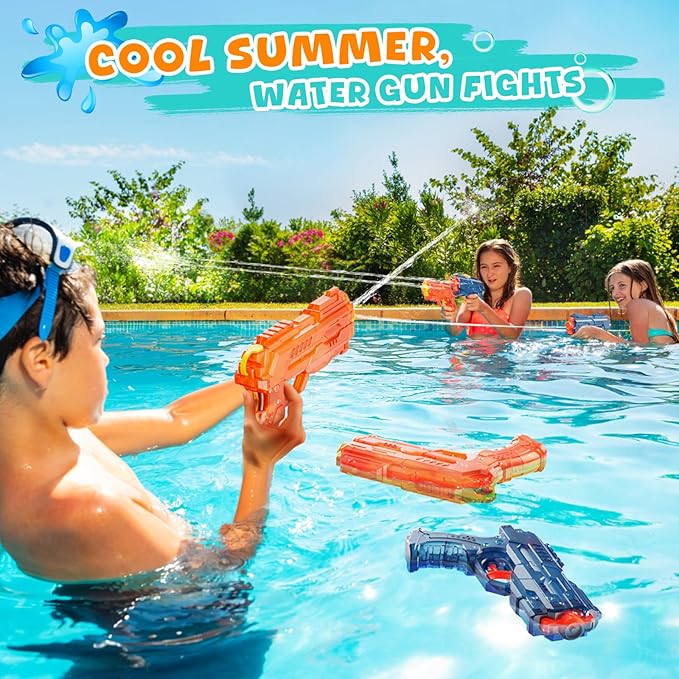 Water Squirt Guns Toys for Kids: Leakproof Super Water Gun for Boys Girls Adults - Small Outdoor Water Gun Toy for Pool Beach Swimming Summer Games Yard Party (2 Pack)