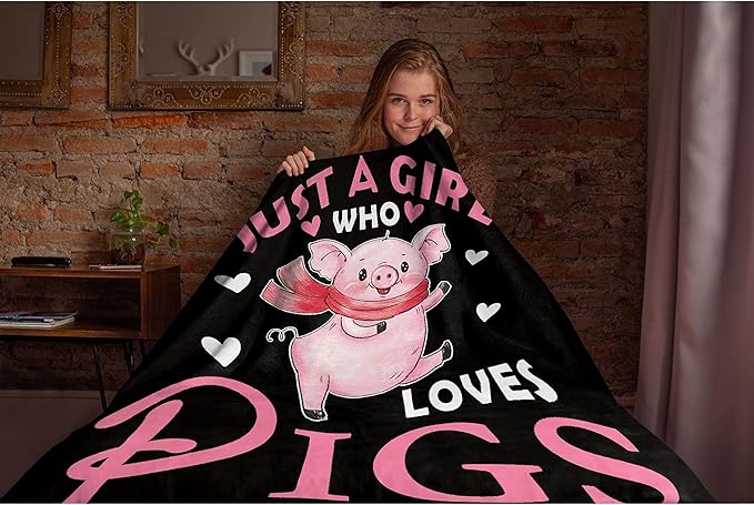 Just Girl Loves Pigs Blanket Soft Blankets and Throws Flannel Cozy Lightweight Quilt Gift Perfect for Bed Sofa Couch-40 x30 Extra Small for Pets
