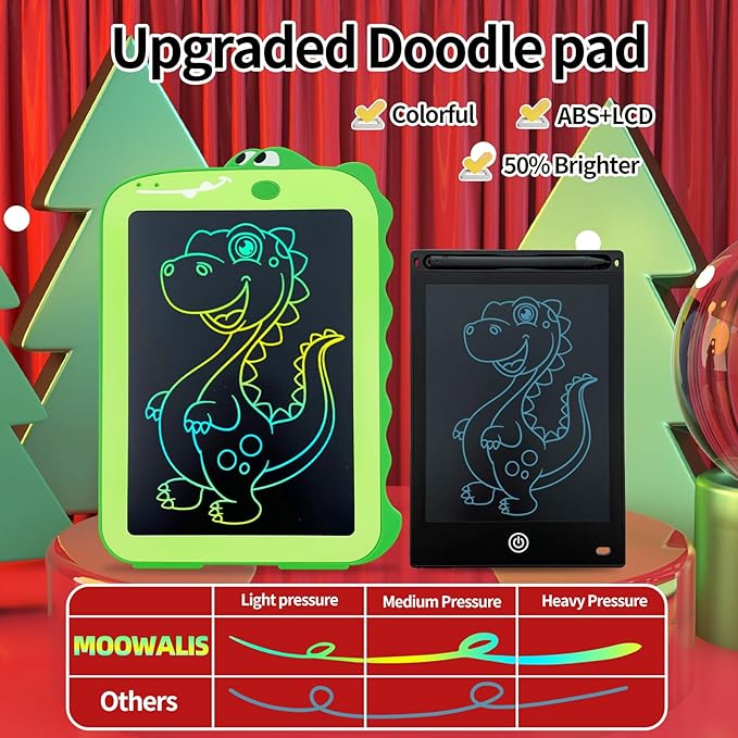 LCD Writing Tablet for Kids - 8.5 Inch Colorful Dinosaur Doodle Pad, Educational Drawing Board, Gift for 3-8 Year Old Boys and Girls, Ideal for Birthday, Party, and Learning Fun (Christmas Edition)