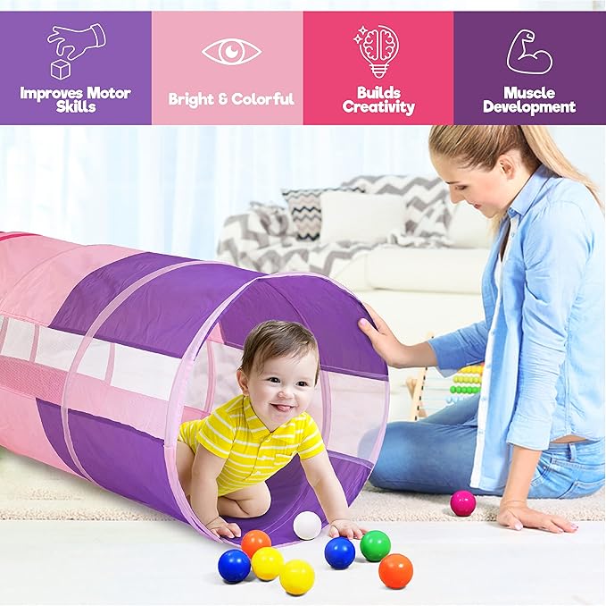 Hide N Side 6ft Crawl Through Play Tunnel Toy, Pop up Tunnel for Kids Toddlers Dogs Babies Infants & Children Gift Indoor & Outdoor Action Toy Tunnel