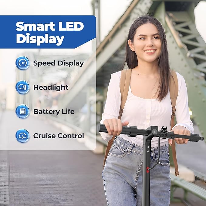 Electric Scooter, 8.5" /10" /14" Tire, 16/19/22 Mph Top Speed, 12/22/27/28/49 Miles Long Range, Folding Escooter for Adults and Teens with Dual Braking,Dual Suspension, App