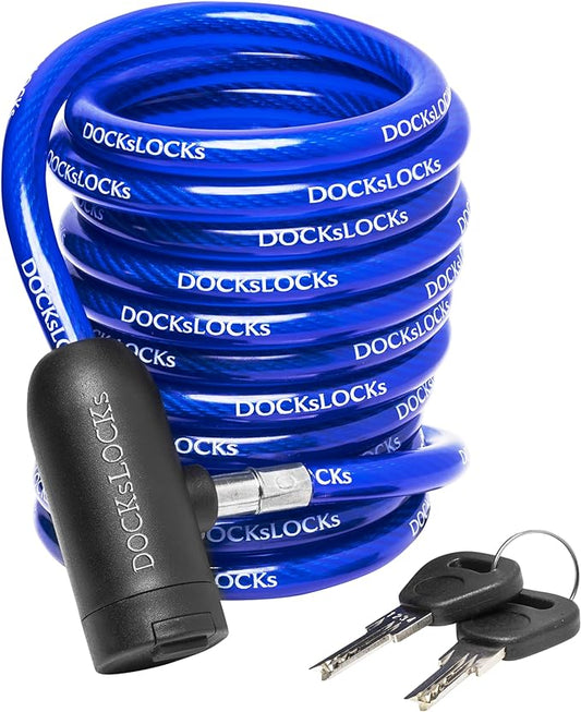 Coiled Security Cable with Key Lock (5’, 10’, 15’, 20’ or 25’ Lengths), Weatherproof Multi-Purpose Anti-Theft Protection for Kayaks, Bikes, Paddleboards, Scooters, Equipment and More 5ft