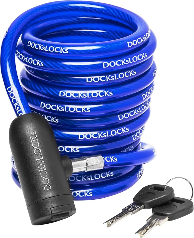 Coiled Security Cable with Key Lock (5’, 10’, 15’, 20’ or 25’ Lengths), Weatherproof Multi-Purpose Anti-Theft Protection for Kayaks, Bikes, Paddleboards, Scooters, Equipment and More 15ft