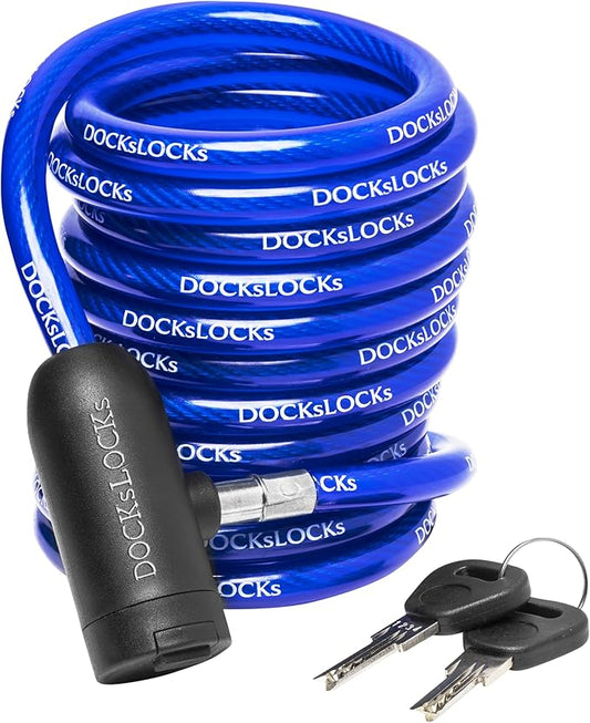 Coiled Security Cable with Key Lock (5’, 10’, 15’, 20’ or 25’ Lengths), Weatherproof Multi-Purpose Anti-Theft Protection for Kayaks, Bikes, Paddleboards, Scooters, Equipment and More 25ft
