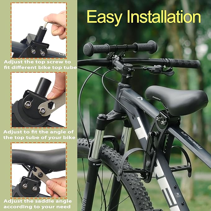 Kid Bike Seat Front Mounted and Handlebar for Mountain Bike Parent-Child Cycling, Child Bicycle Seat&Child Handlebar for All Adult MTB Bike Cycling(Foldable/Not Foldable Pedals)