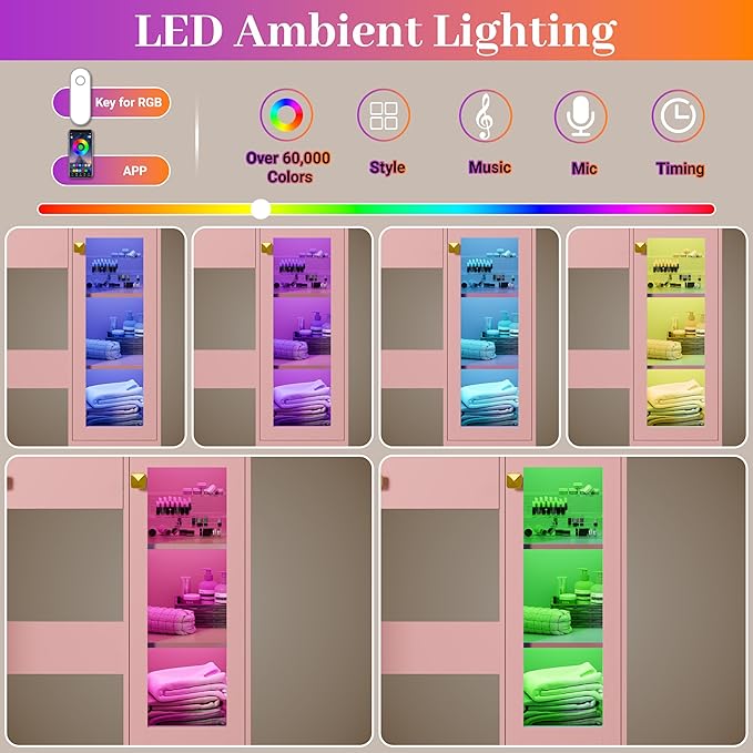 Makeup Vanity with Mirror and Lights & Power Outlet, 34'' Small Vanity Desk with Drawers and Storage Cabinet & Makeup Tray, Dressing Table for Girls Bedroom Dressing Room, Pink