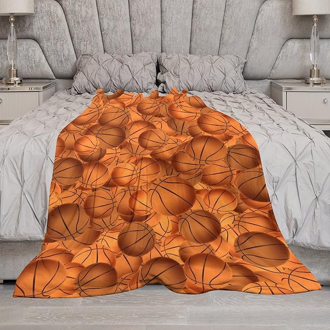 Basketball Gifts for Boys, Basketball Blanket for Girls Boys, Sport Throw Blankets for Player, Kids Throws for Couch Sofa, Fleece Plush Throws Present Ideas (40x50 Inch)