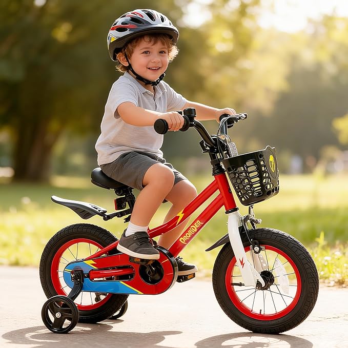 COSTWAY Kids Bike, 12 14 16 18 Inch Toddler Bike for Boys & Girls Aged 3-8 Years Old, Kids Bicycle w/Removable Training Wheels, Handbrake & Coaster Brake, Basket, Bell